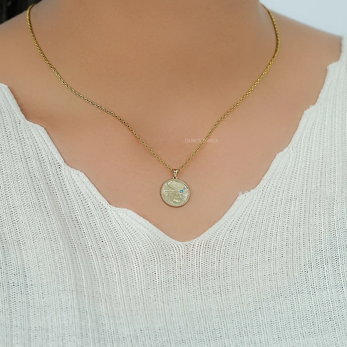 Aries Zodiac Blue Topaz Gemstone Pendant