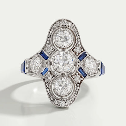 Art Deco Old European Round Cut Engagement Ring Ring
