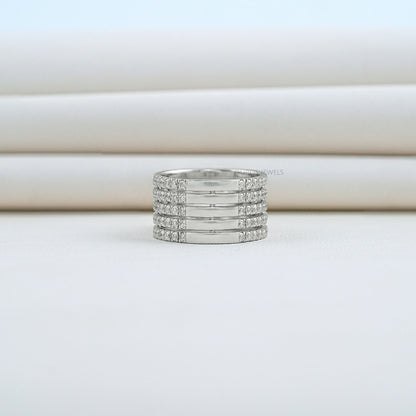 Five Row Ashoka Cut Lab Diamond Wedding Band
