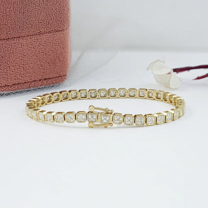 Lab Grown Asscher Diamond Tennis Bracelet Bracelet