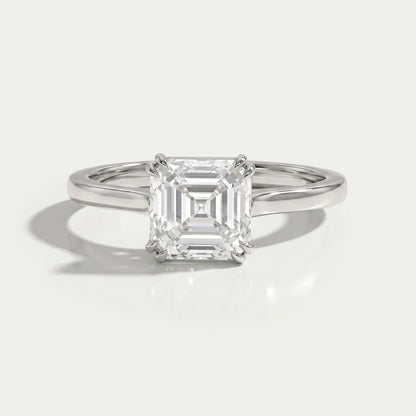 Asscher Cut Solitaire Diamond Engagement Ring Rings
