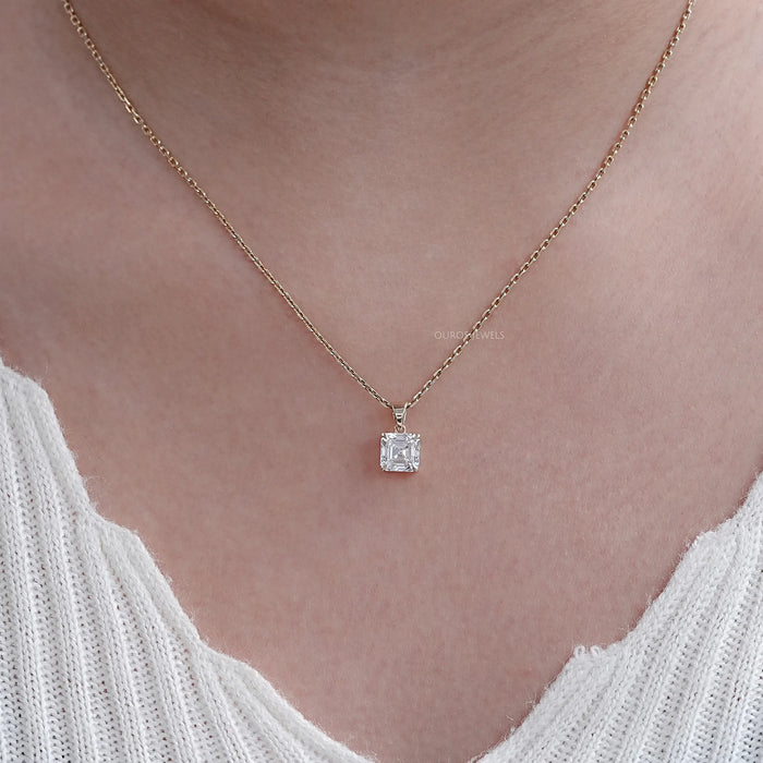 Asscher Lab Diamond Solitaire Pendant