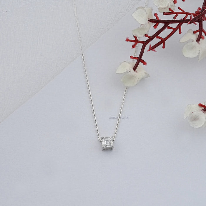 Asscher Cut Lab Grown Diamond Solitaire Pendant