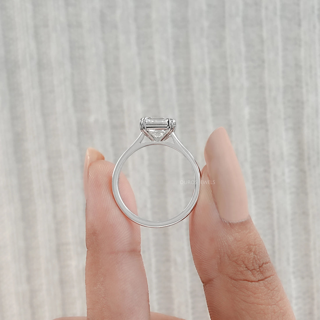 Asscher Cut Solitaire Diamond Engagement Ring Rings