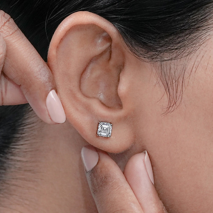 Asscher Cut Lab Grown Diamond Stud Earrings