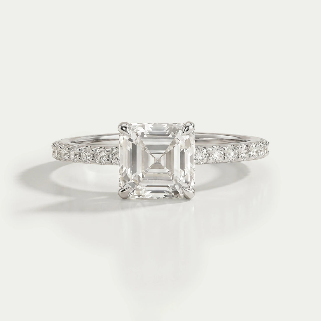 Asscher Lab Diamond Hidden Halo Accent Ring Ring