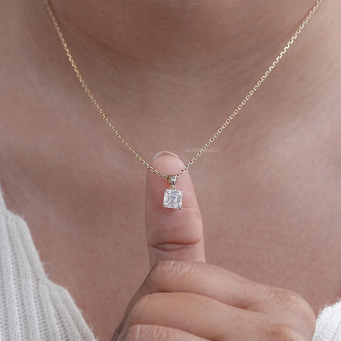 Asscher Lab Diamond Solitaire Pendant