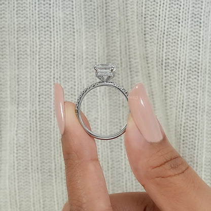Asscher Lab Diamond Hidden Halo Accent Ring