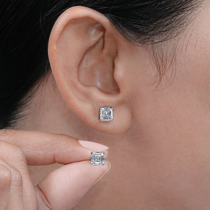 Asscher Cut Lab Grown Diamond Stud Earrings
