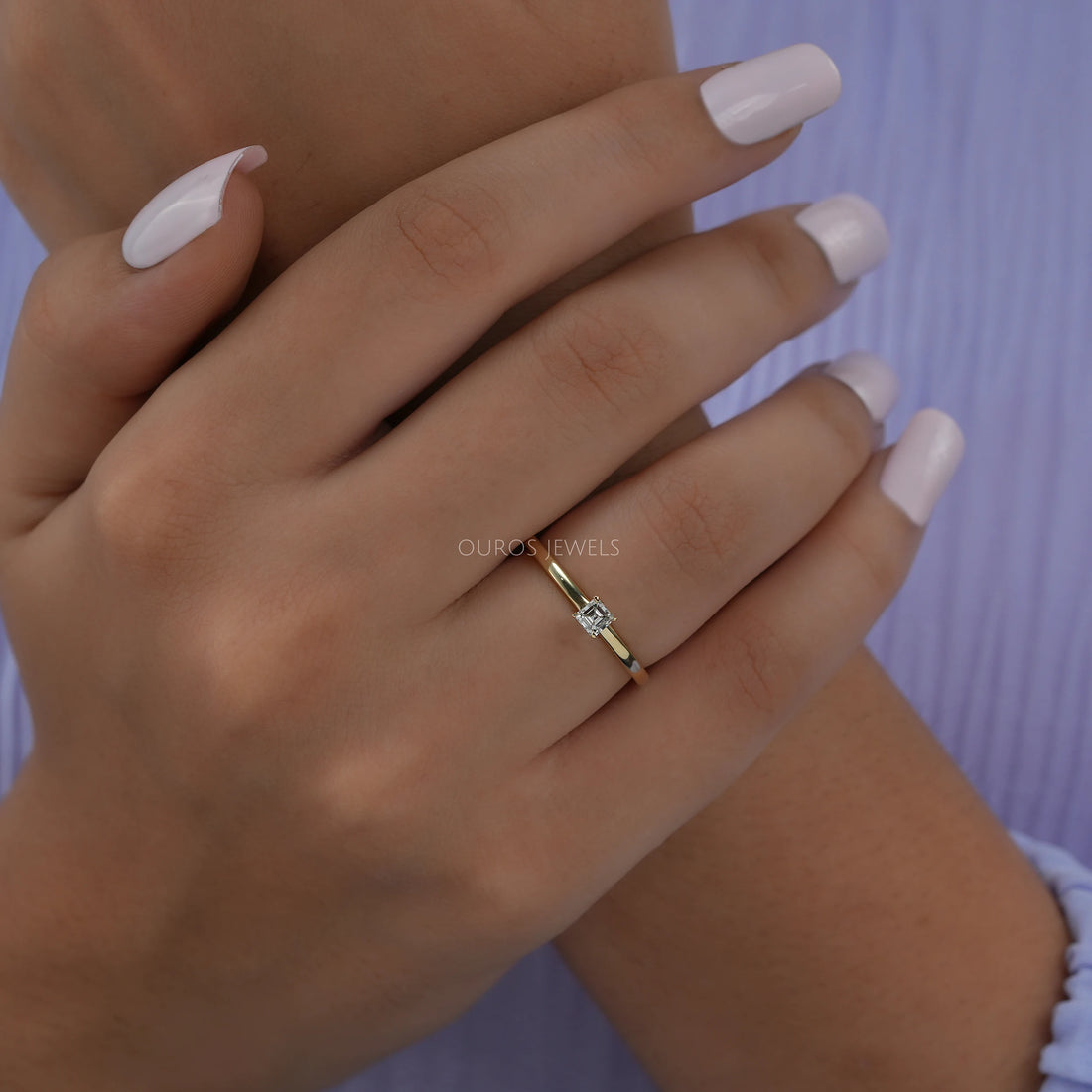Asscher Cut Solitaire Diamond Promise Ring