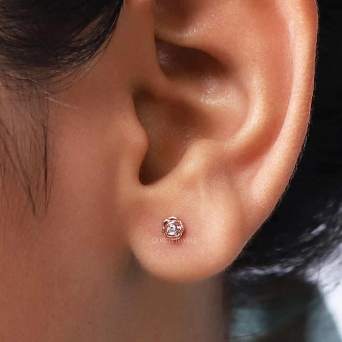 Blushing Rose Studs Earrings in rose gold featuring lab-grown diamonds.