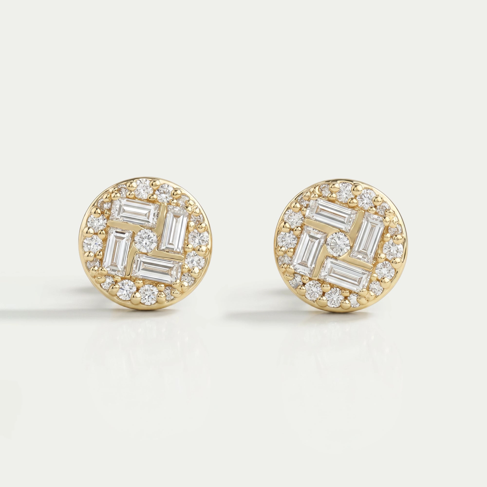 Baguette Cluster Stud Diamond Earrings Earring