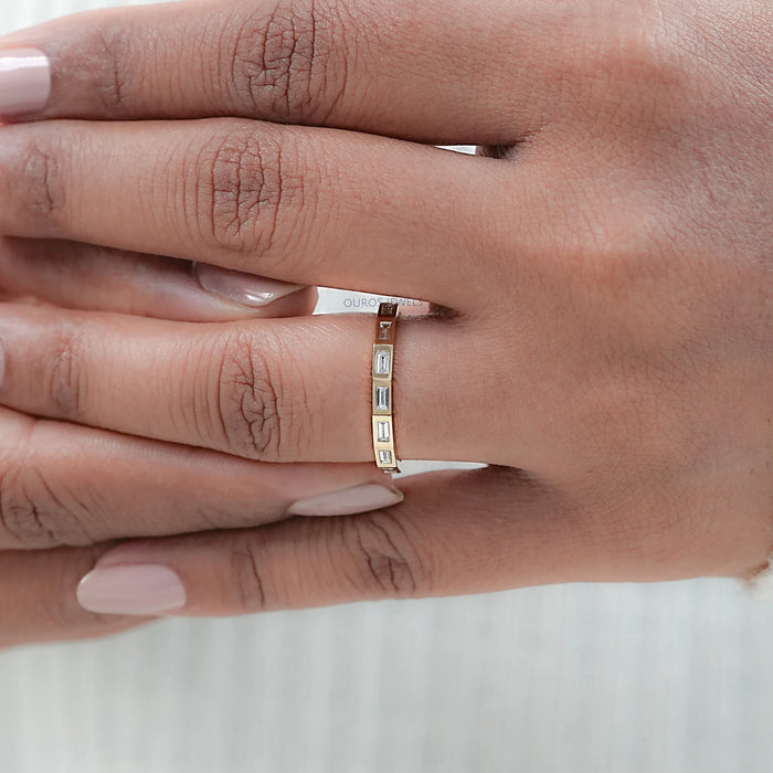Baguette Cut Flush Set Eternity Wedding Band