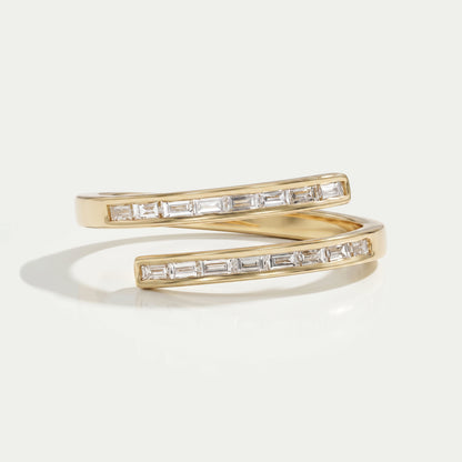Baguette Cut Lab Diamond Bypass Set Band Rings