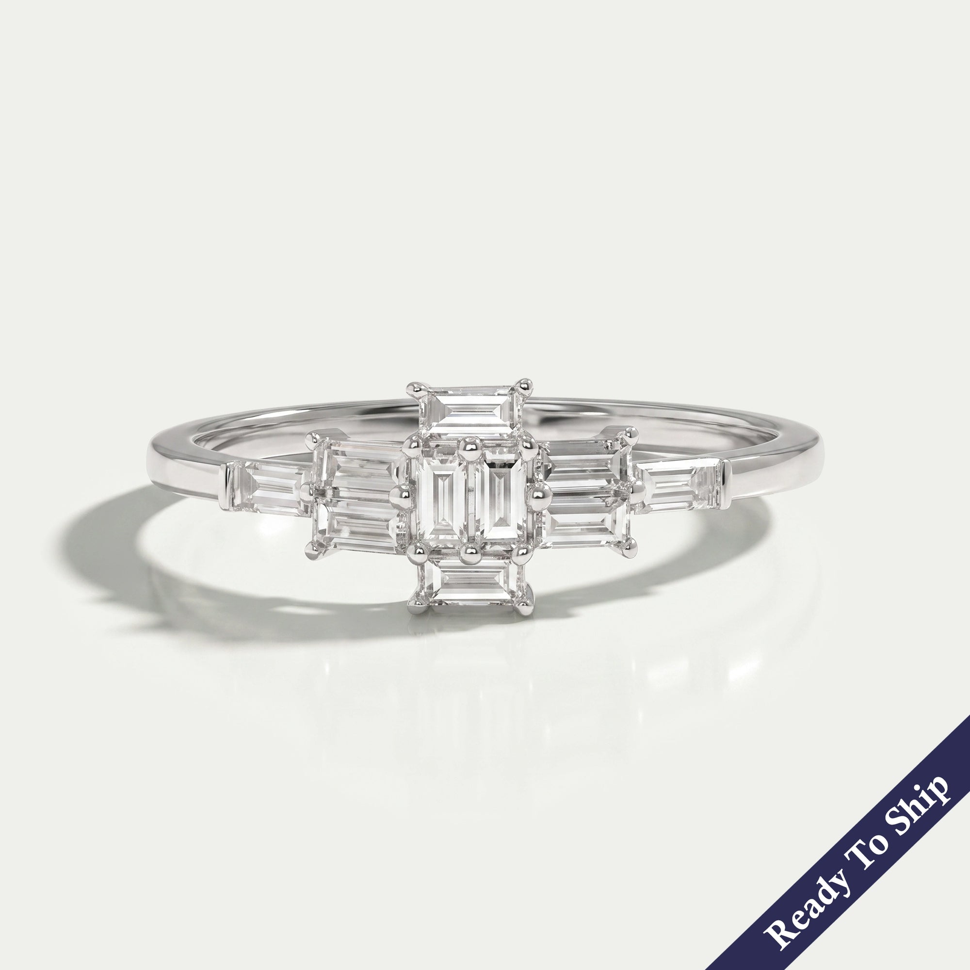 Baguette Cut Cluster Diamond Engagement Ring
