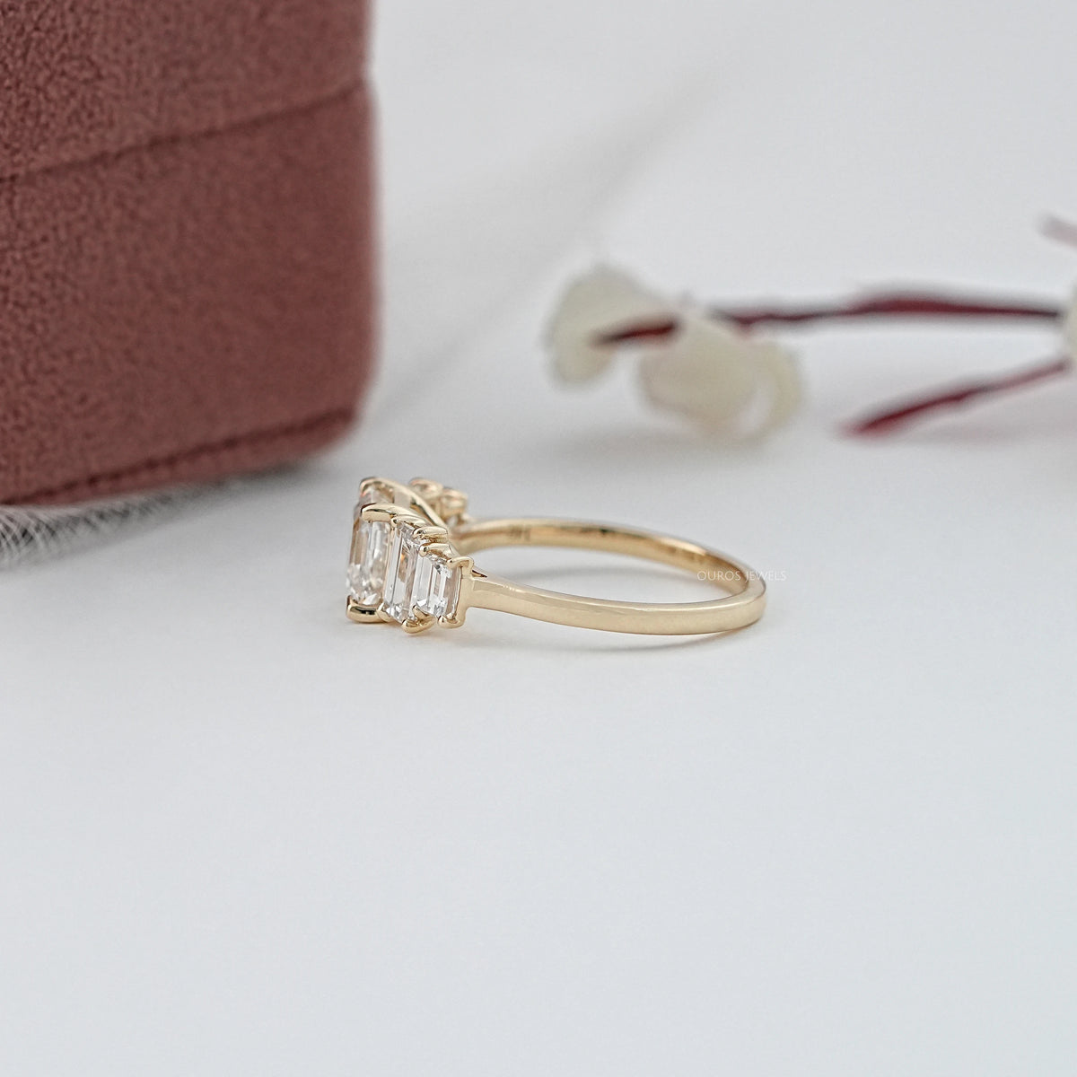 Asscher And Baguette Diamond Five Stone Engagement Ring Rings