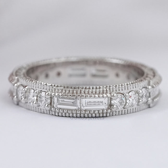 Alternating Baguette and Round Lab Diamond Band