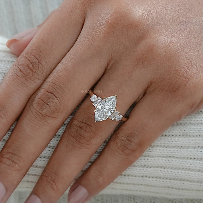 Five Stone Marquise And Baguette Diamond Engagement Ring