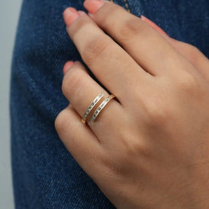 [A Women wearing Baguette Diamond Eternity Band]-[Ouros Jewels]