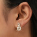 [A Womenw earing Baguette Cut Halo Earrings]-[Ouros Jewels]