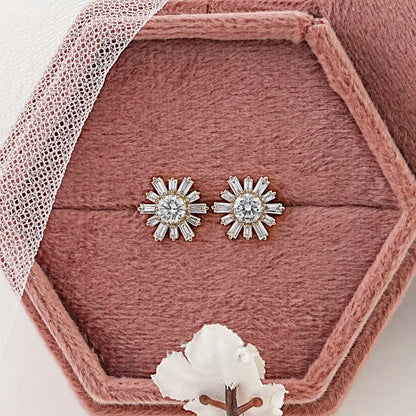 Round & Tapered Baguette Diamond Stud Earrings Earring