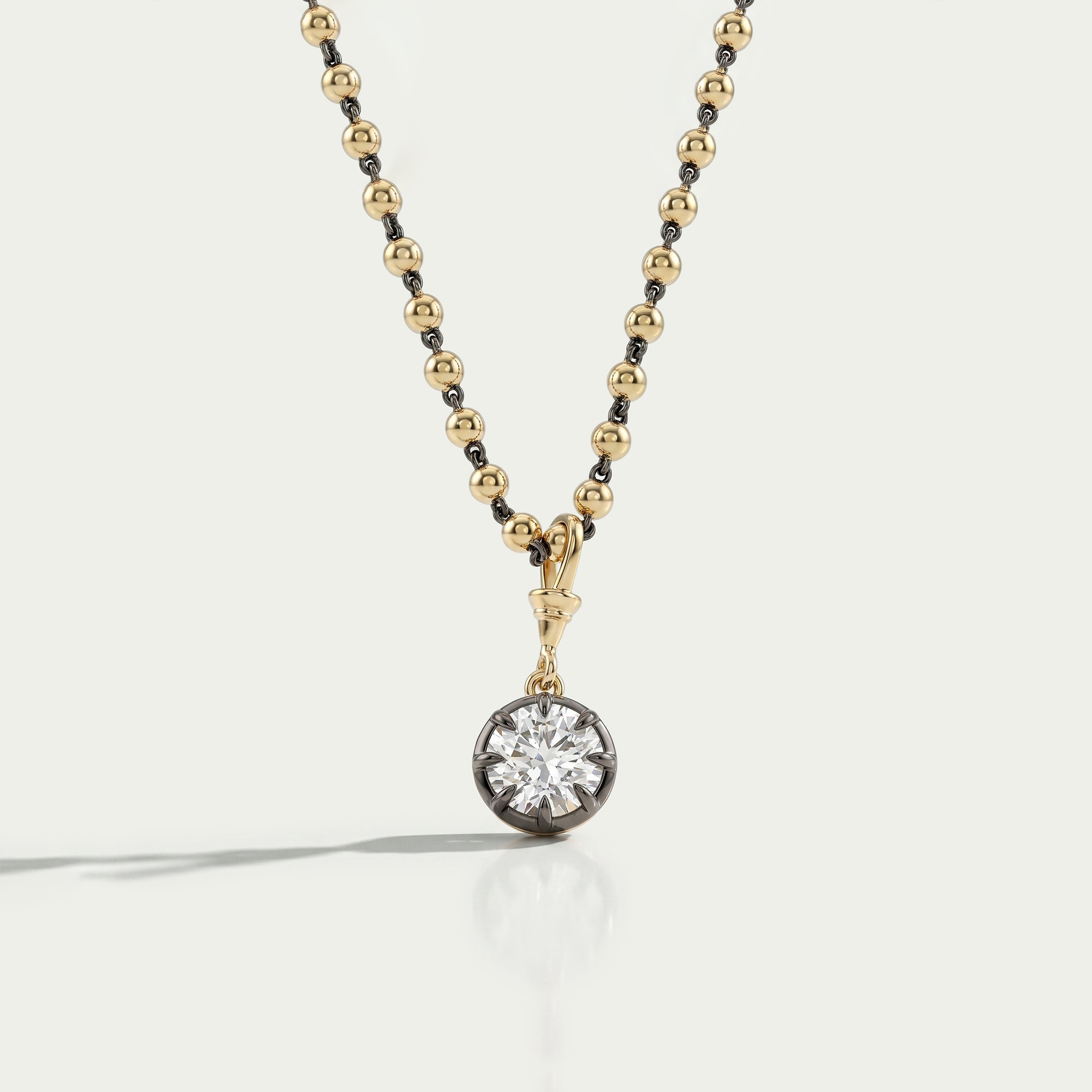 Round Cut Diamond Ball Chain Pendant Necklaces