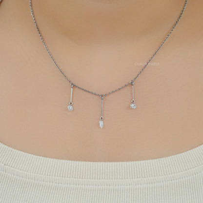 Trio Drill Lab Diamond Bar Charm Necklace Necklaces