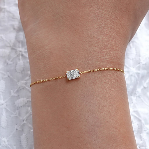 Radiant Cut Solitaire Diamond Chain Bracelet