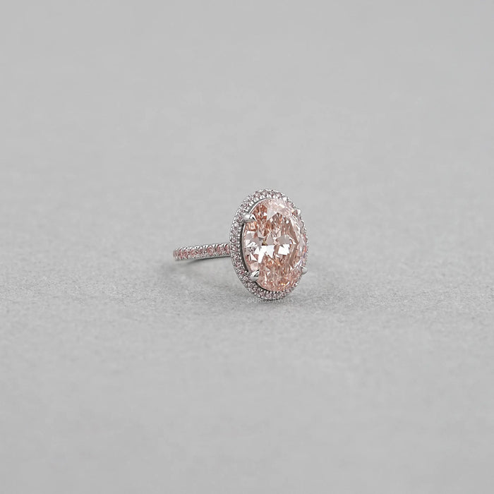 Fancy Pink Oval Cut Lab Diamond Halo Engagement Ring