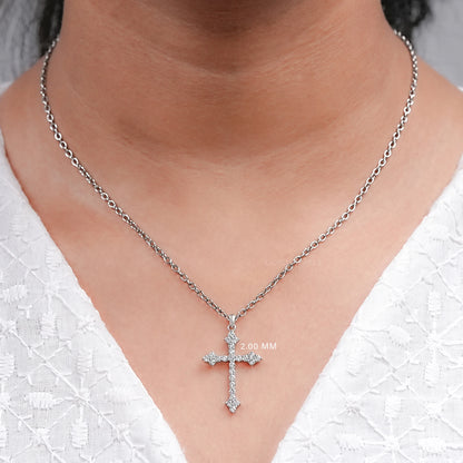 Round Diamond Cross Pendant Necklaces
