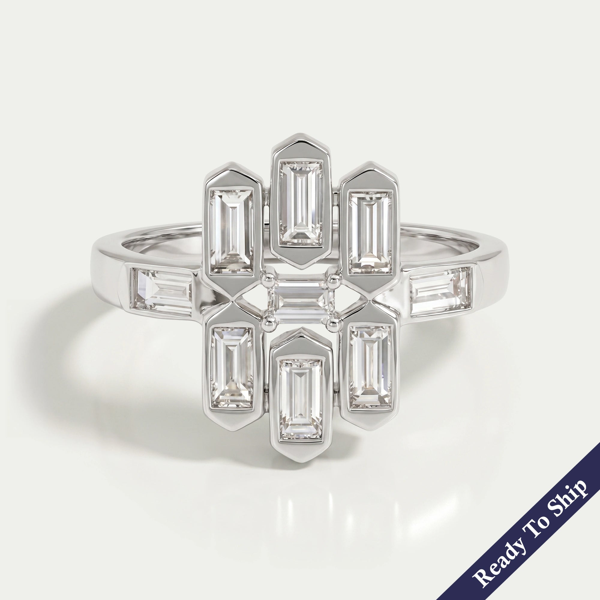 Bezel Set Baguette Cut Lab Grown Diamond Ring