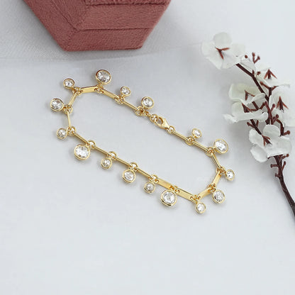 Bezel Set Rose Cut Lab Diamond Charm Bracelet