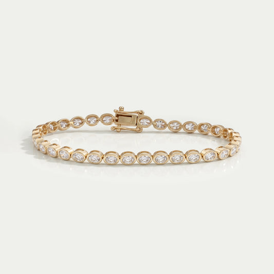 Bezel Set Oval Cut Lab Grown Diamond Tennis Bracelet Bracelet