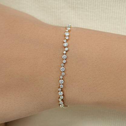 Bezel Set Bubble Diamond Tennis Bracelet Bracelet