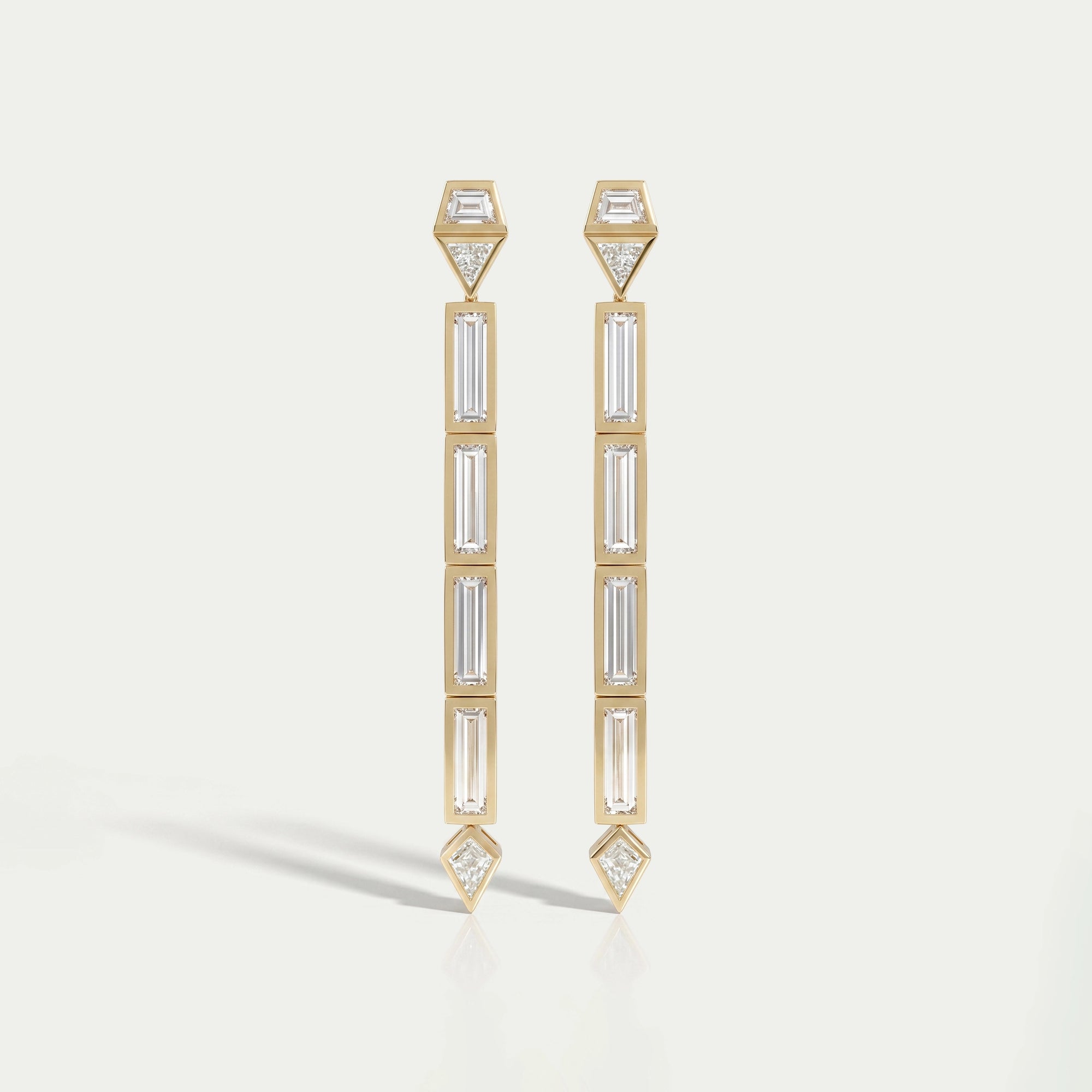Multi Shape Lab Diamond Bezel Set Linear Drop Earrings Earrings