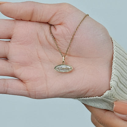 East West Step Cut Moval Bezel Set Pendant
