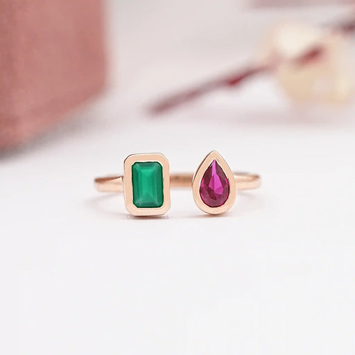 emerald gemstone open cuff ring