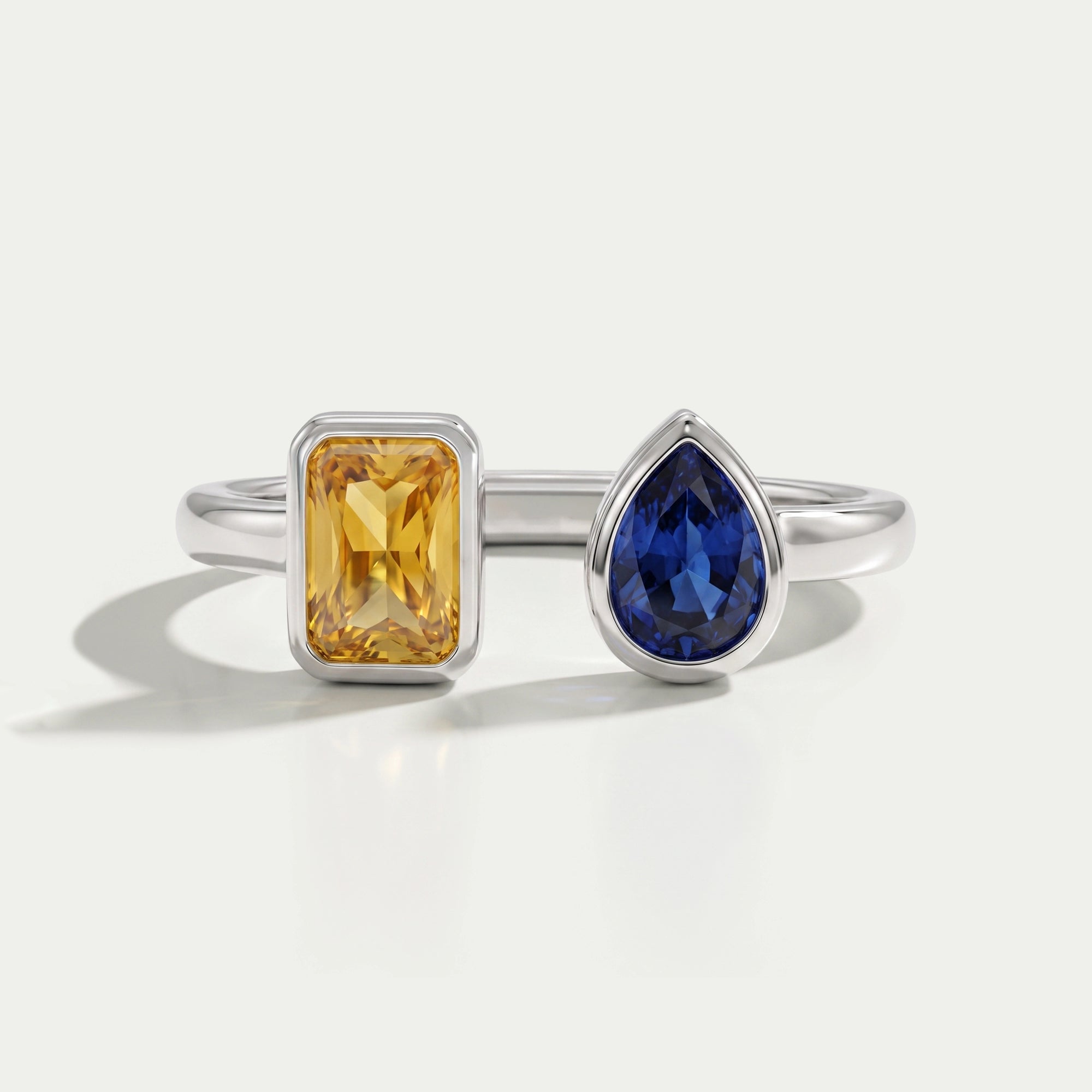 Bezel Set Open Cuff Gemstone Ring