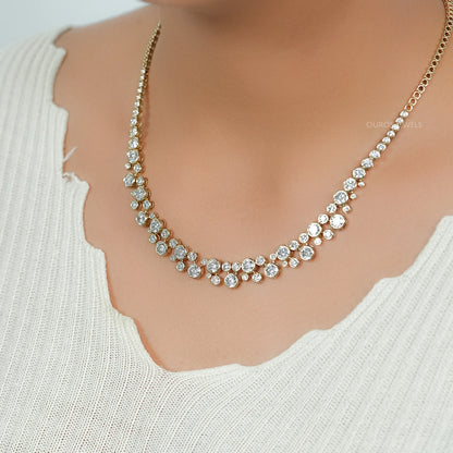 Pear Cut Lab Grown Diamond Tennis Necklace 
