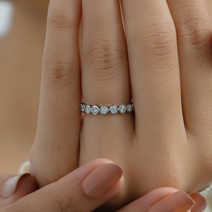 Round Diamond Bezel Set Half Eternity Band Rings
