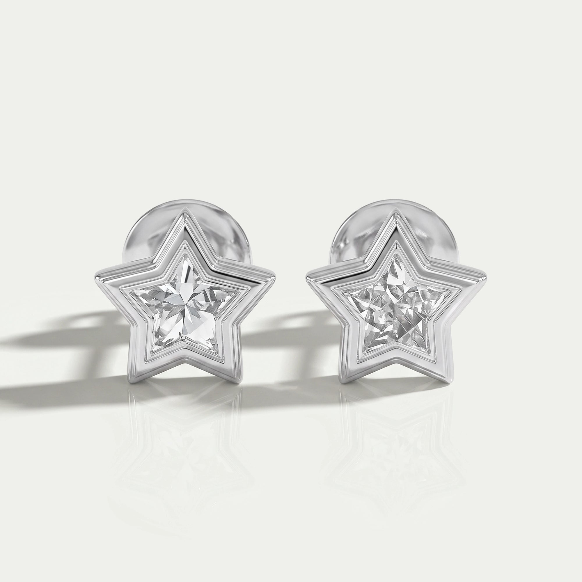 Bezel Set Star Cut Lab Diamond Stud