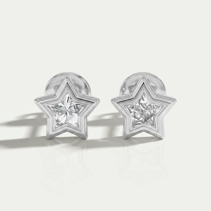 Bezel Set Star Cut Lab Diamond Stud