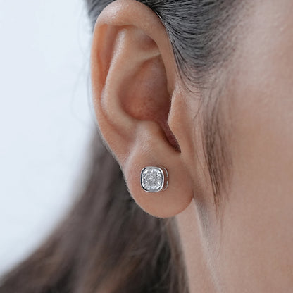 Square Cushion Lab Diamond Bezel Stud Earrings Earrings