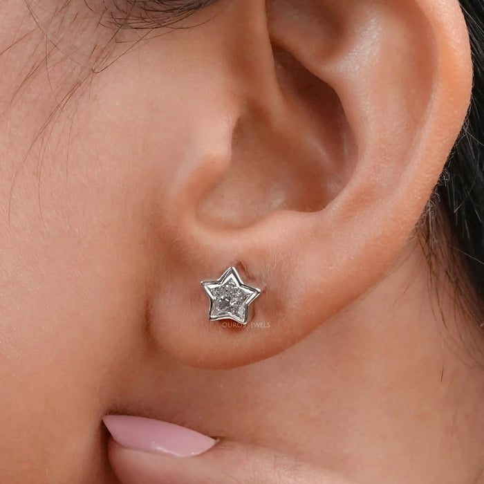 Bezel Set Star Cut Lab Diamond Stud