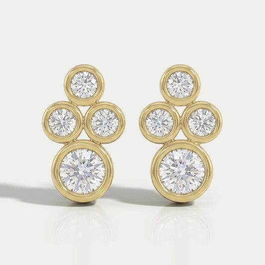 Round Diamond Bezel Set Stud Earrings Earring