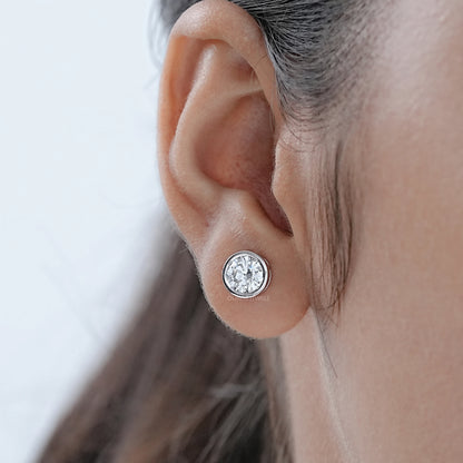 Round Lab Diamond Bezel Stud Earrings