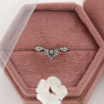 Rose Cut Round Diamond Cluster Curved Ring