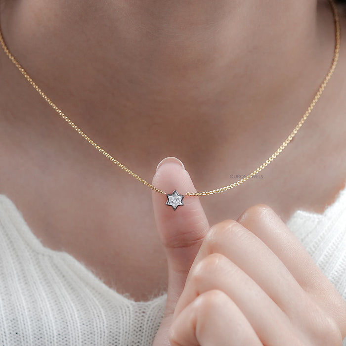 David Star Lab Diamond Bezel Set Solitaire Pendant 