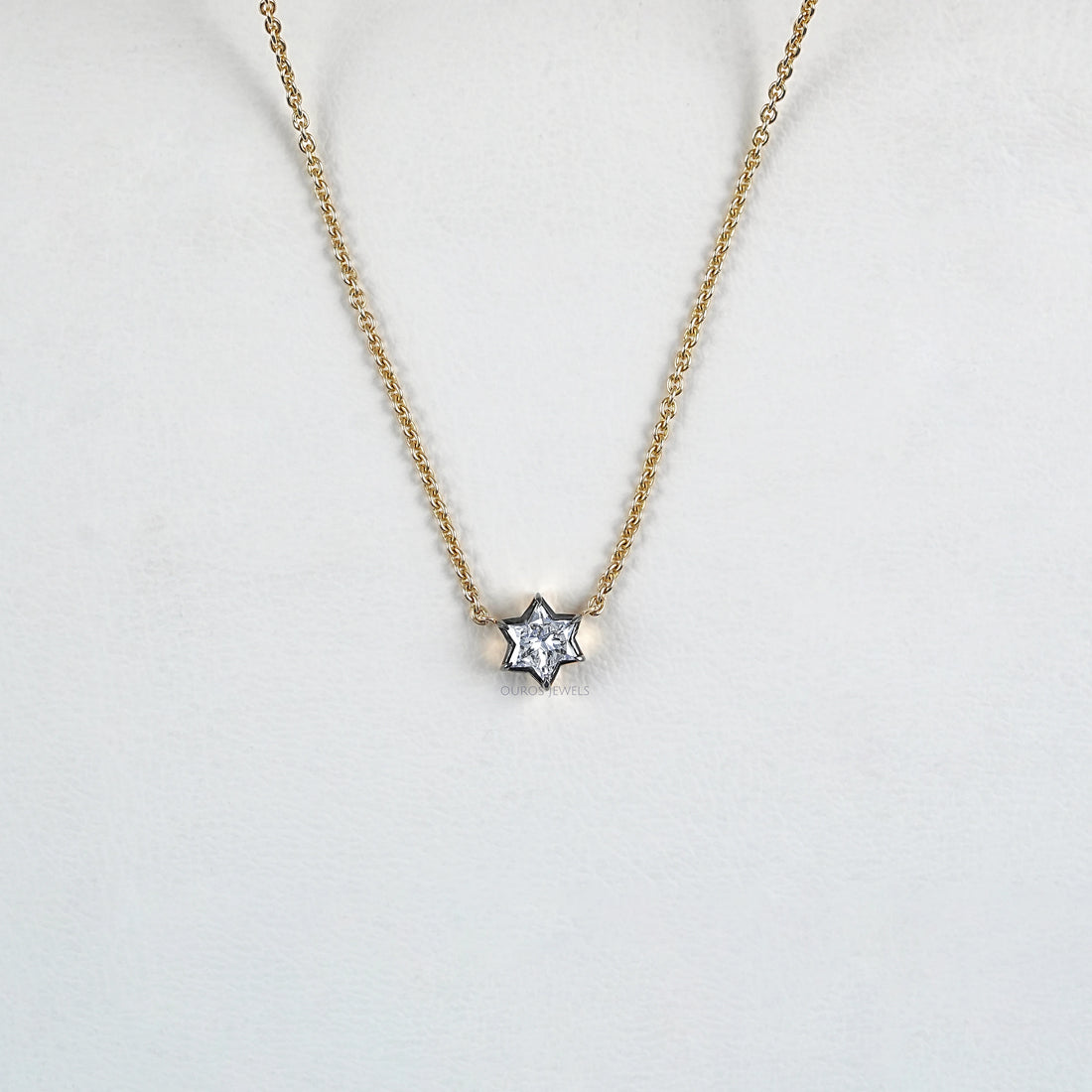 David Star Lab Diamond Bezel Set Solitaire Pendant Necklaces