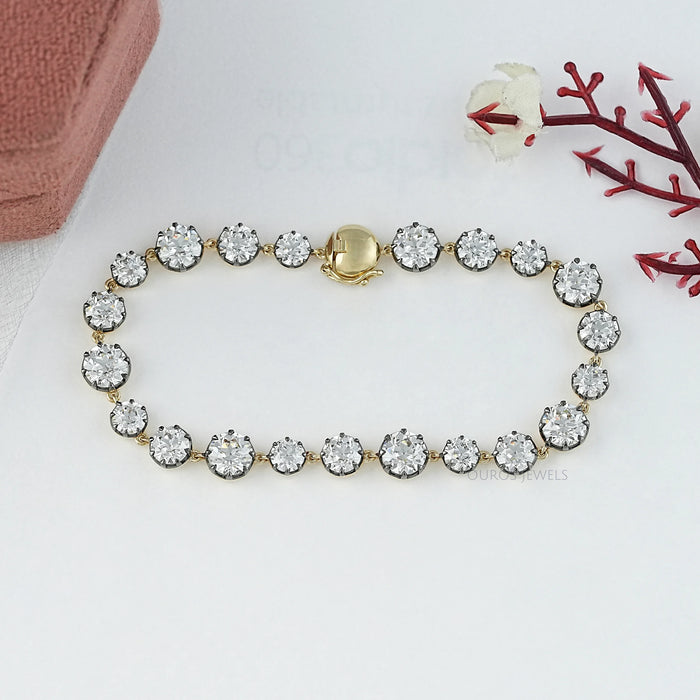 Old European Round Diamond Tennis Bracelet - With Black Coating